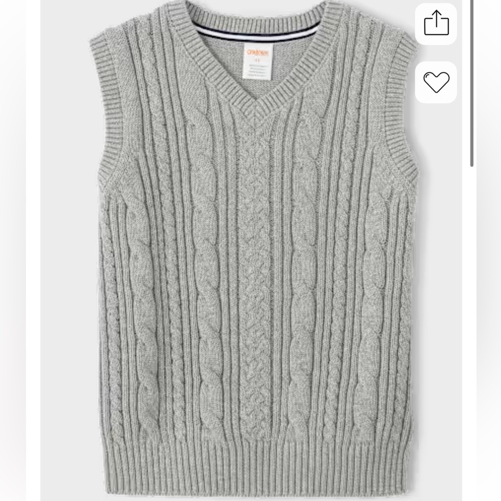 Gymboree Gray Cable Knit Sweater Vest